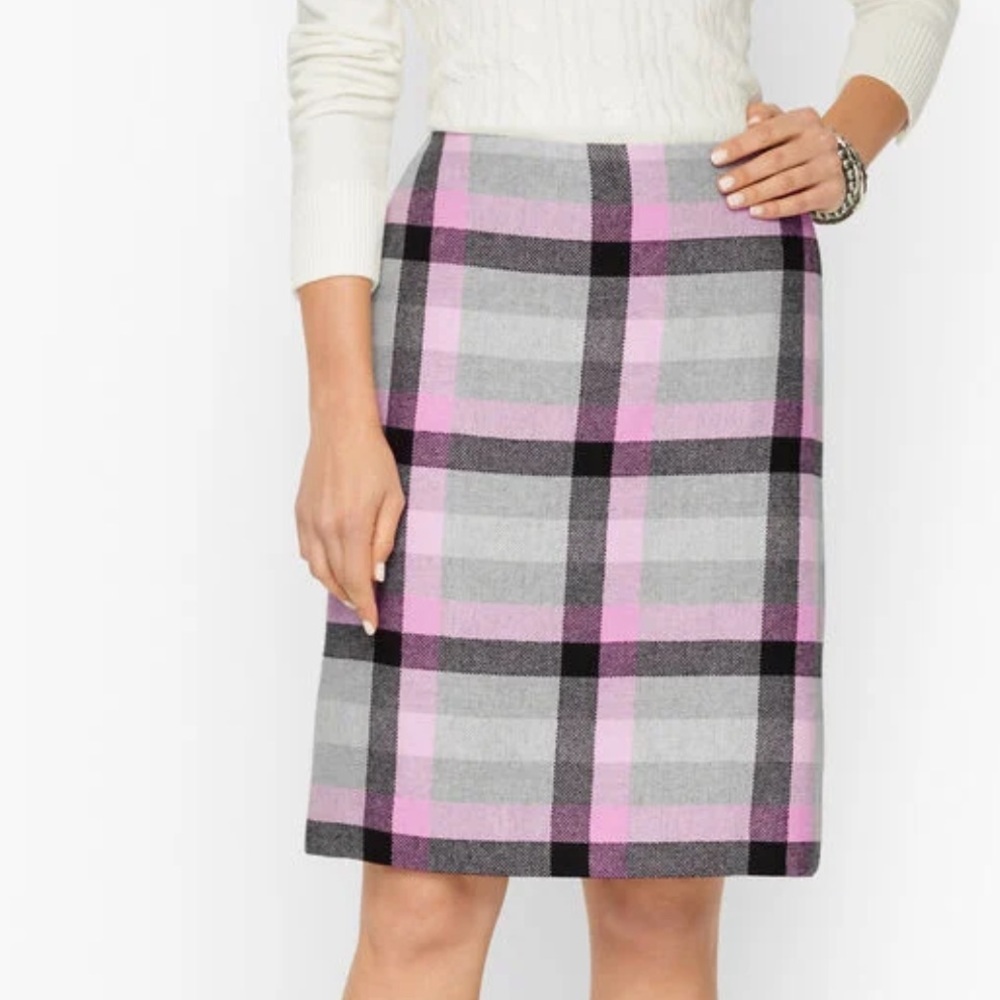 Talbots Pink Plaid Wool Blend A-Line Skirt Women’s Size 4